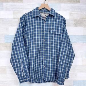 Columbia Titanium Long Sleeve Woven Hiking Shirt Blue Plaid Mens Medium